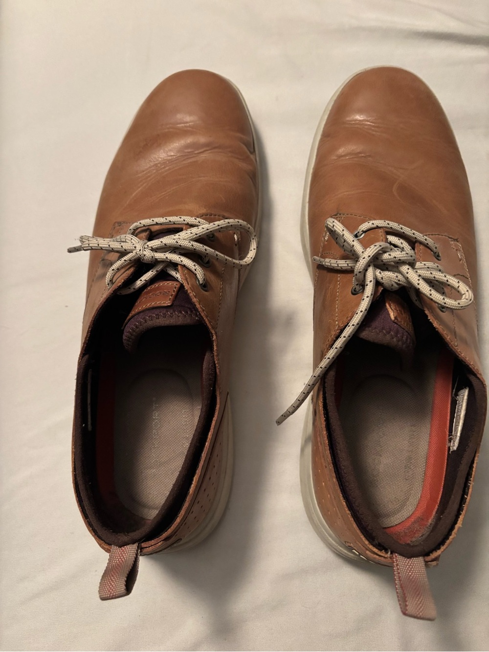 Rockport Men's Brown Leather Slip-On Sneakers with White Soles